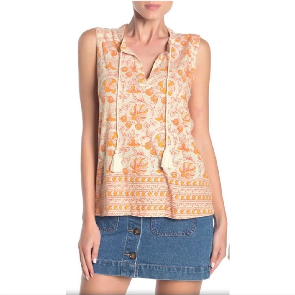 Lucky Brand orange floral print top Size M